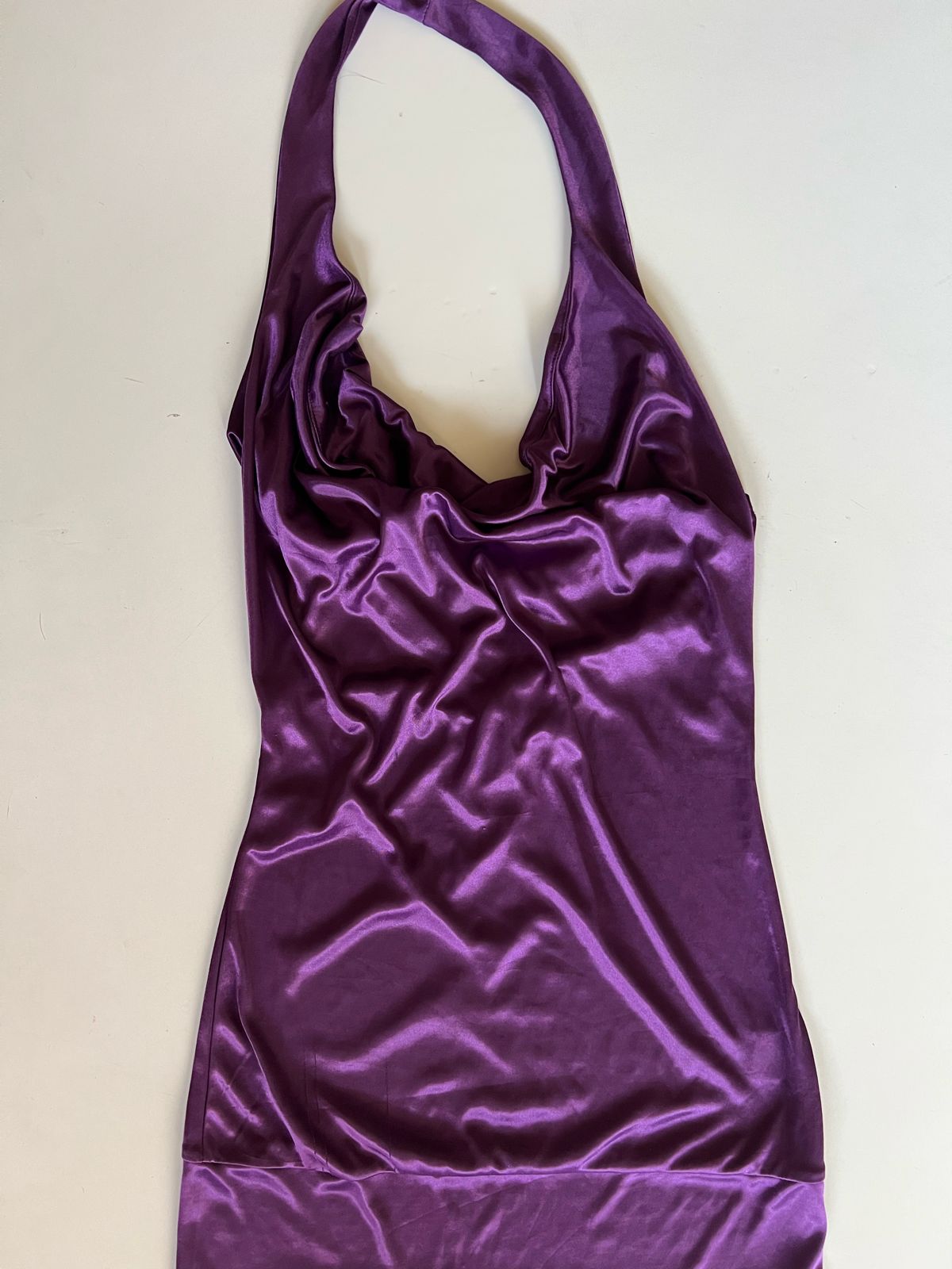 Purple satin like halter y2k top