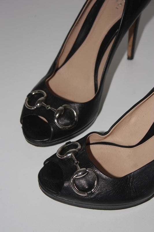 Gucci leather horsebit pumps