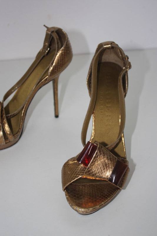 Burberry python leather platform bow