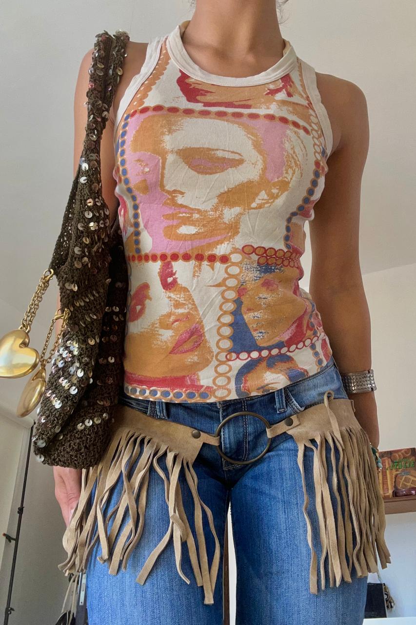 Y2k graphic faces tank top