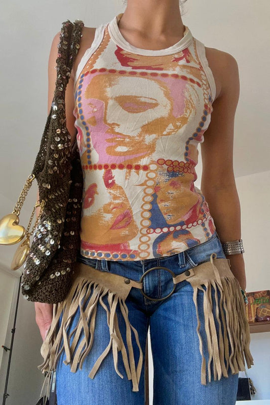 Y2k graphic faces tank top