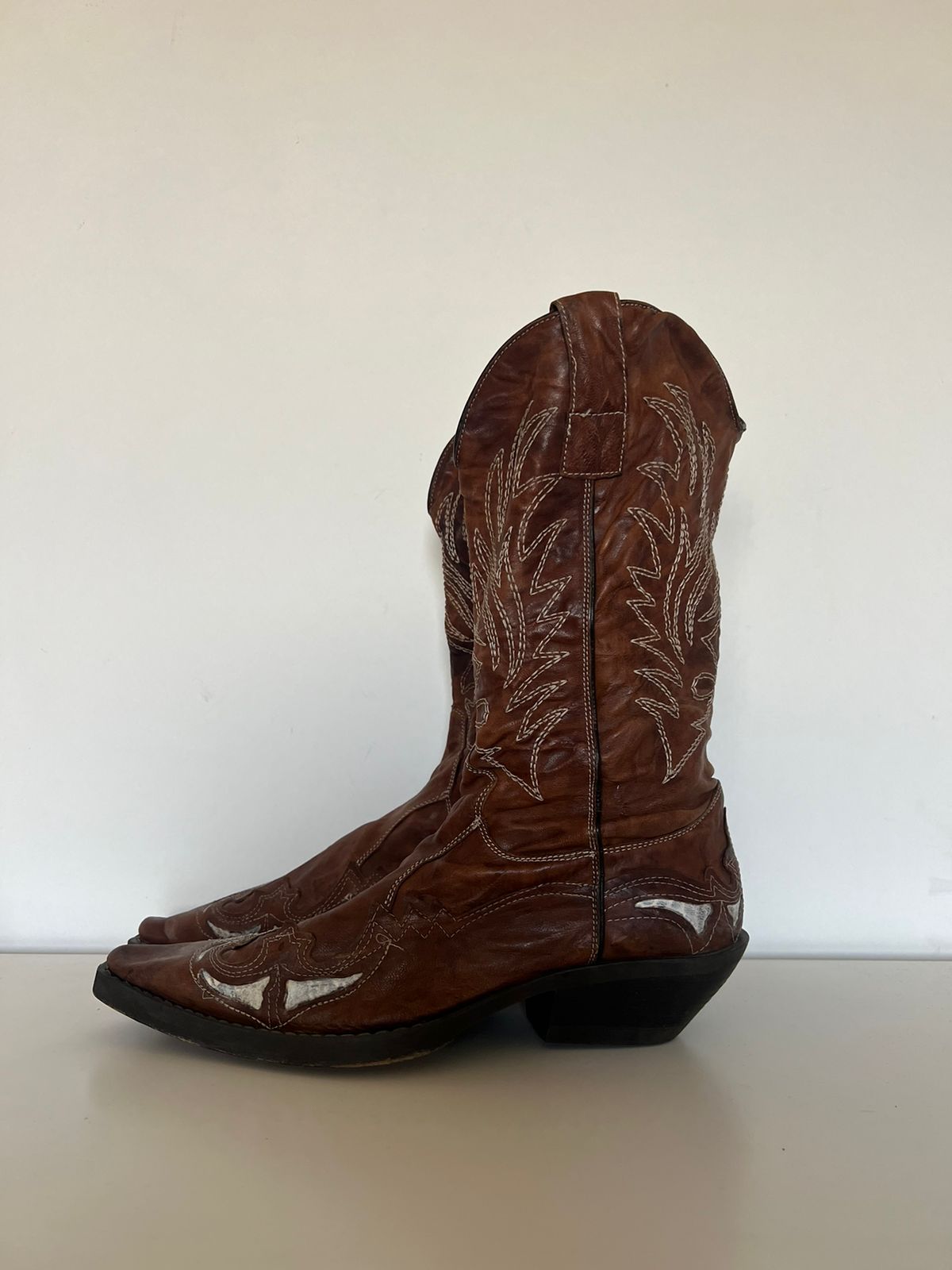 Cowboy leather snake pointy boots