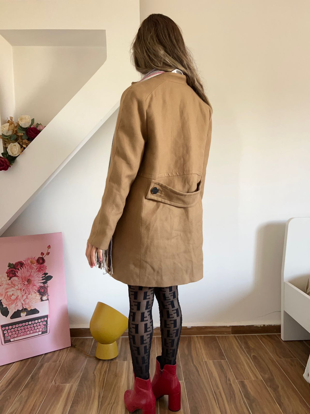 Uterque camel brown mini wool coat