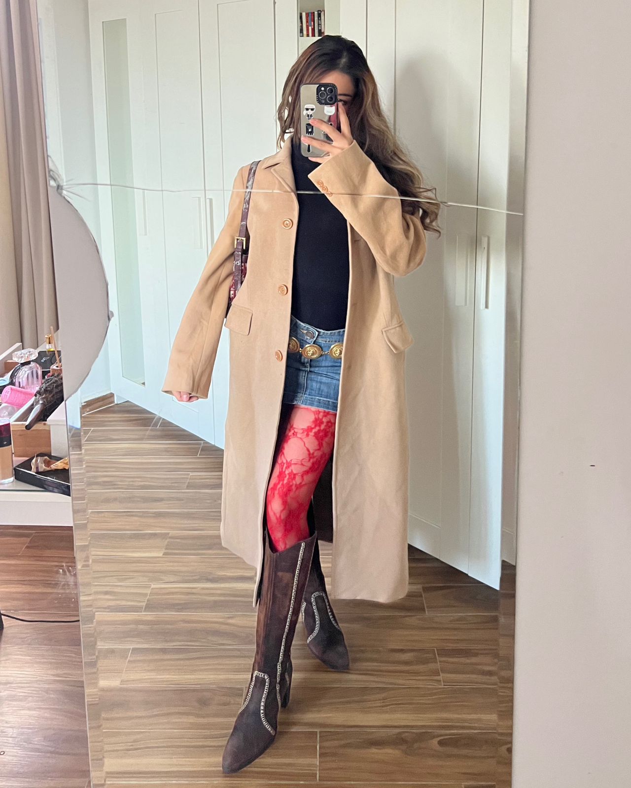 Camel brown long wool coat