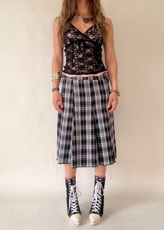 Plaid midi skirt