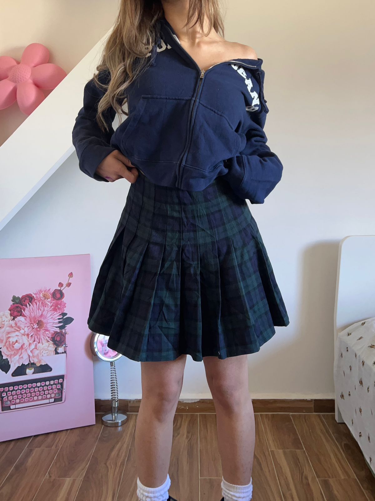 Brandy Melville plaid high waist mini skirt