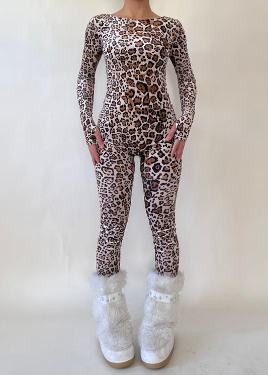 Leopard velvet fitted bodysuit
