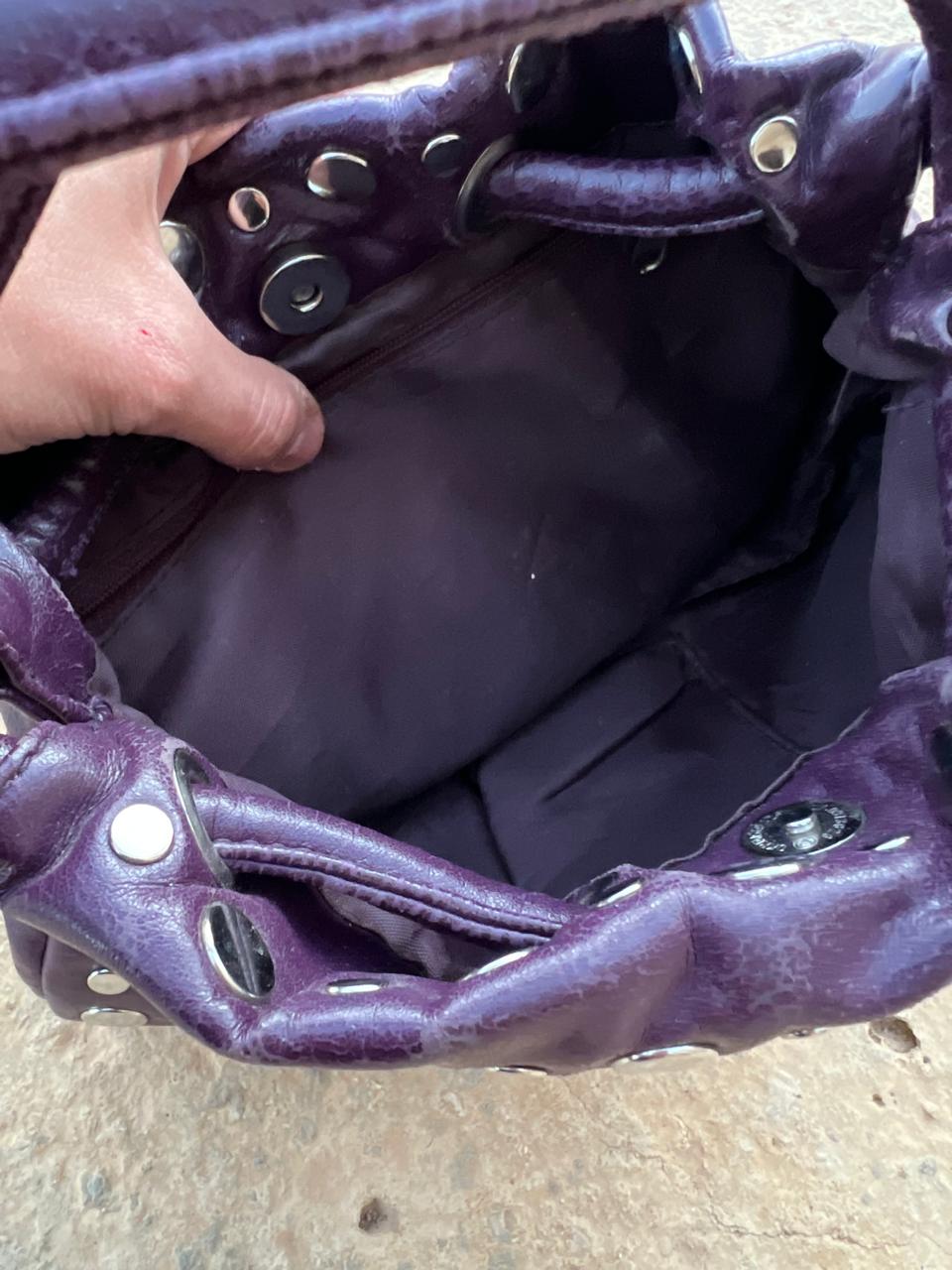 Y2k nine west purple studded leather bag
