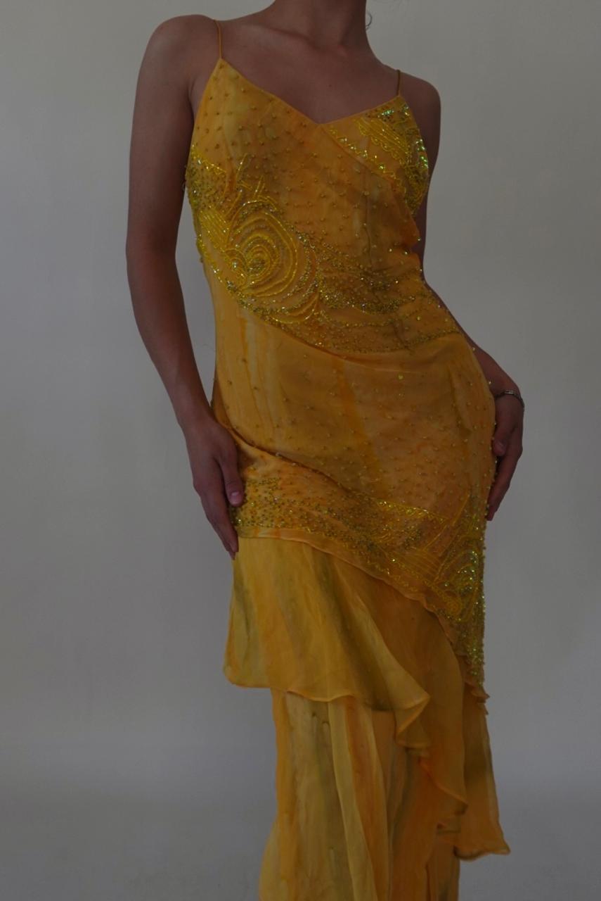 Vintage 2000s beaded ruffled dress
