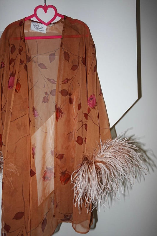 Marilyn Monroe by Warners floral feathered robe