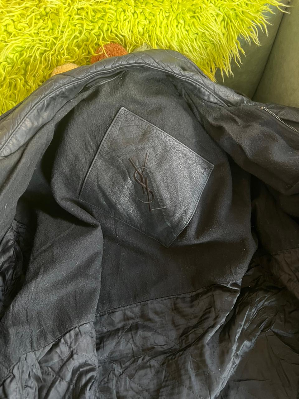 Vintage YSL black genuine leather coat