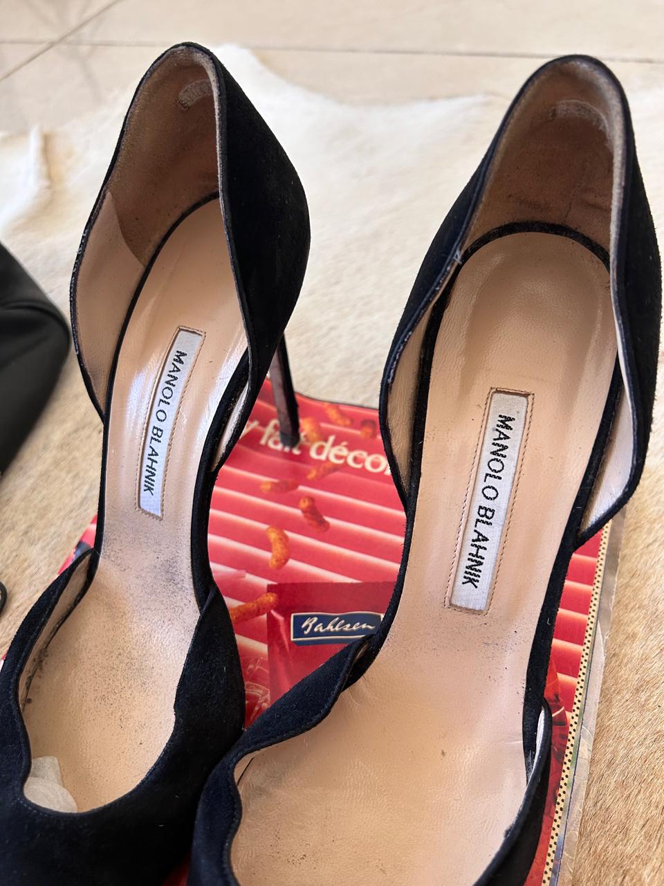 Manolo Blahnik suede pointy heels