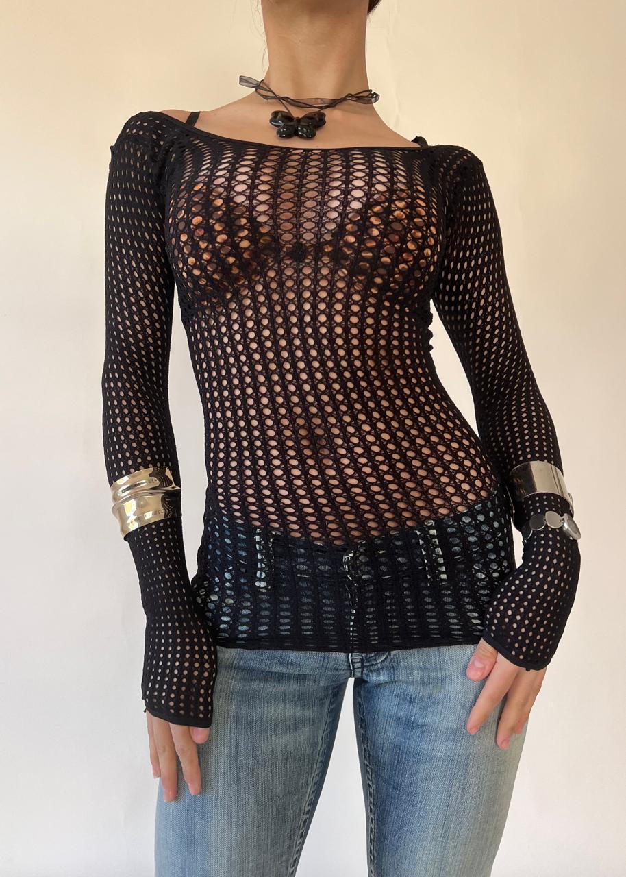 Fishnet fitted top