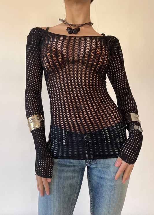 Fishnet fitted top