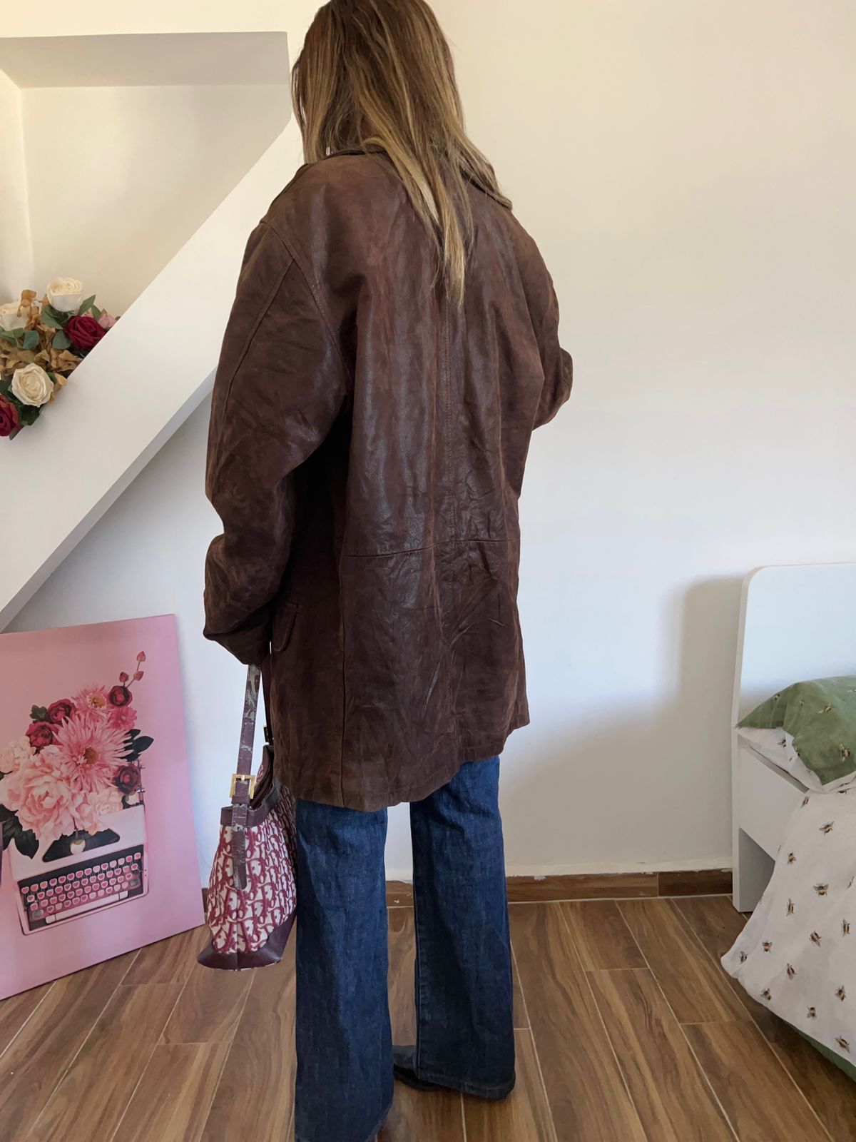 Ysl 90s brown leather coat