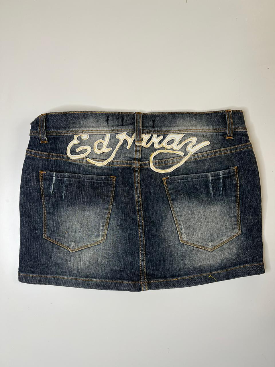 Ed Hardy y2k mini denim graphic skirt