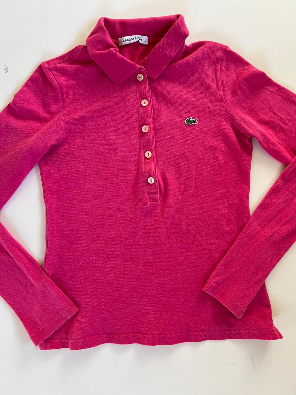 Lacoste long sleeve collar half button up shirt