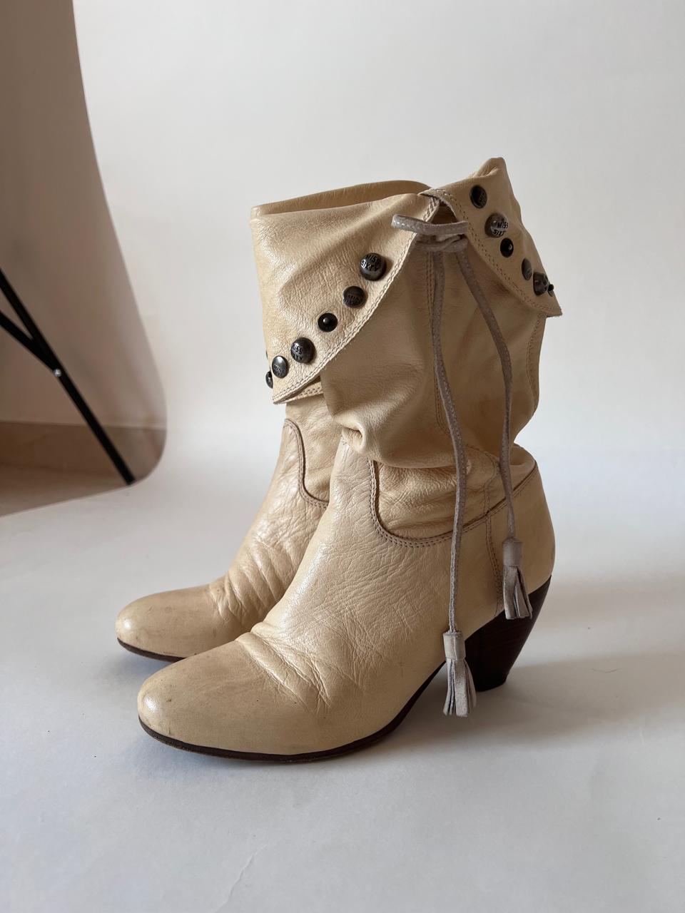 Miss Sixty leather round wrinkled boots
