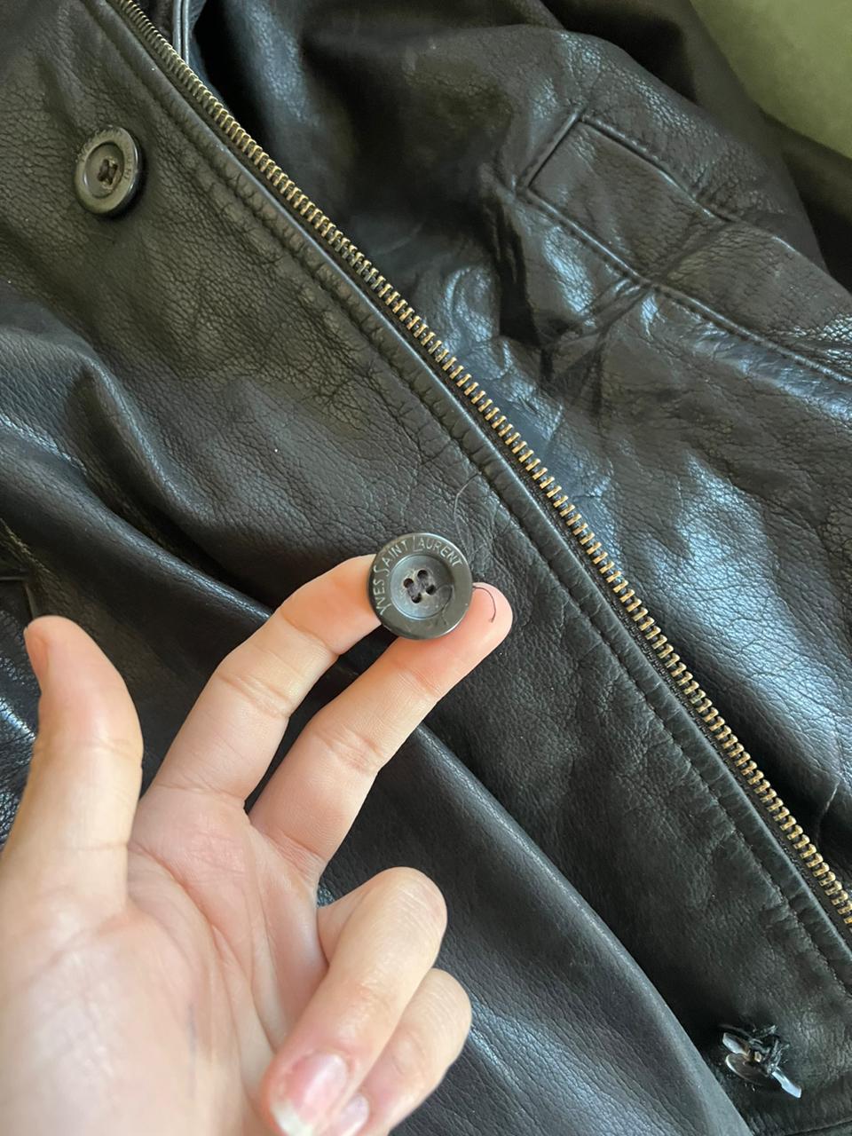 Vintage YSL black genuine leather coat