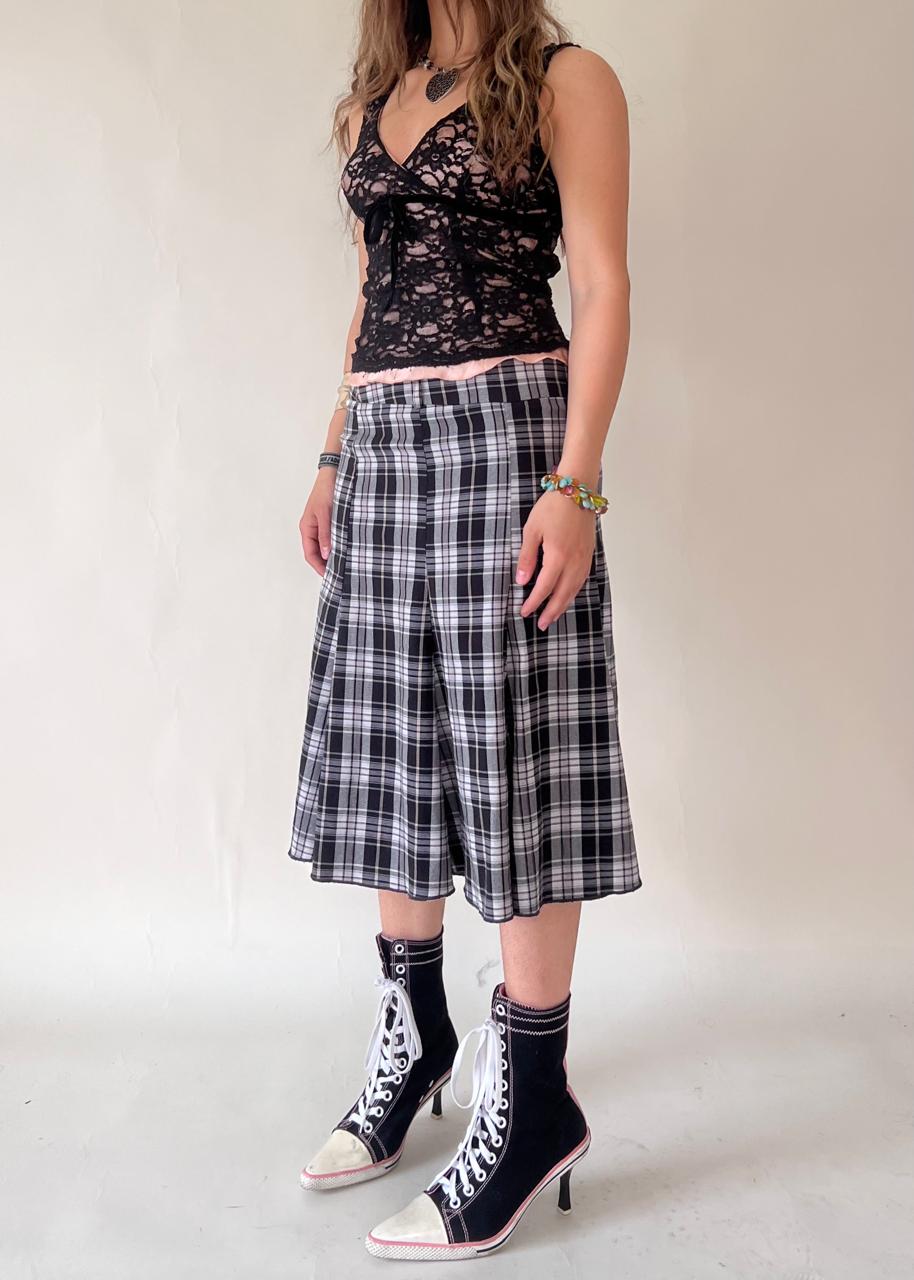 Plaid midi skirt