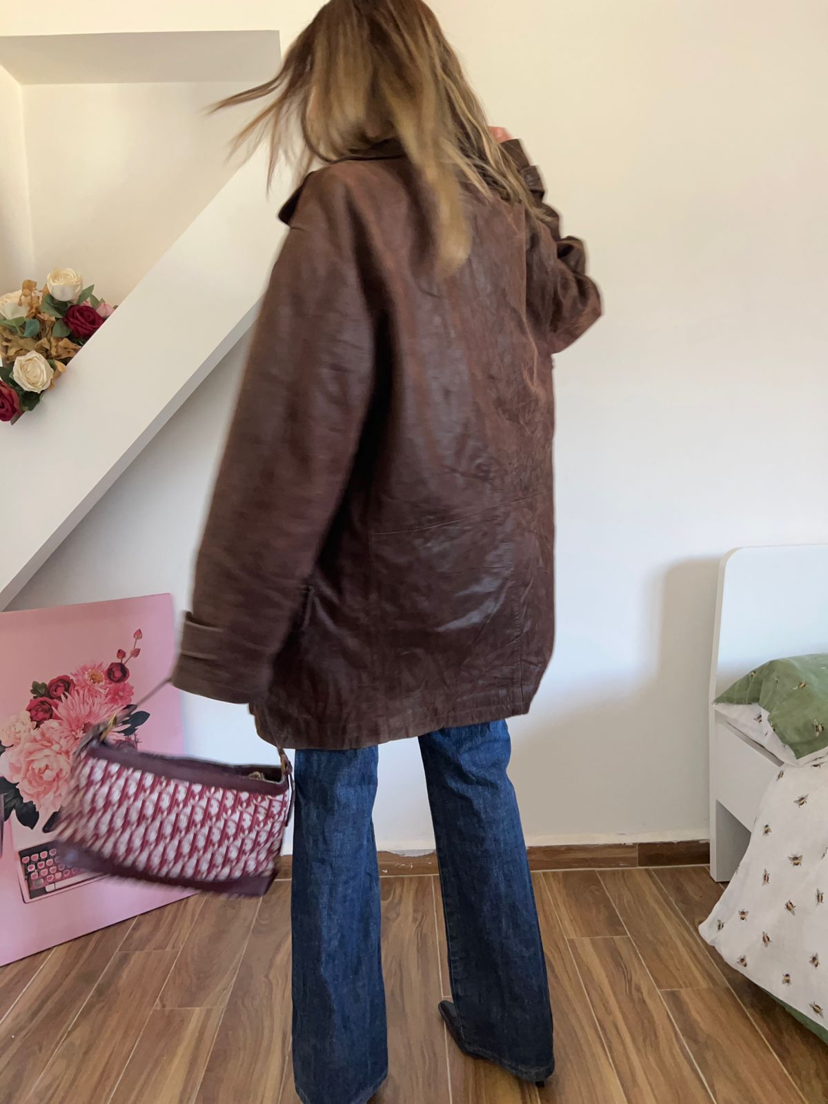 Ysl 90s brown leather coat