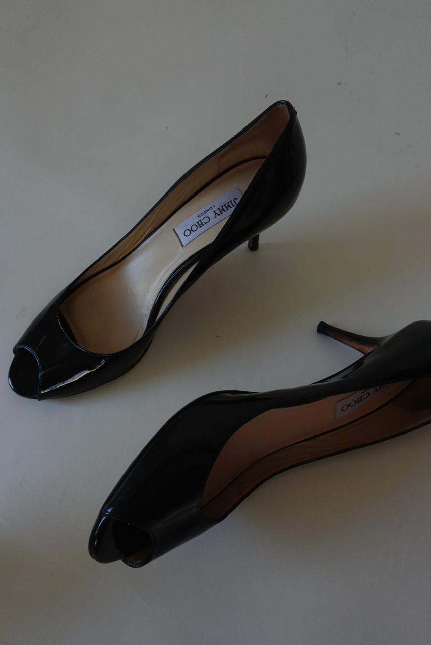Jimmy Choo patent leather peep toe heels