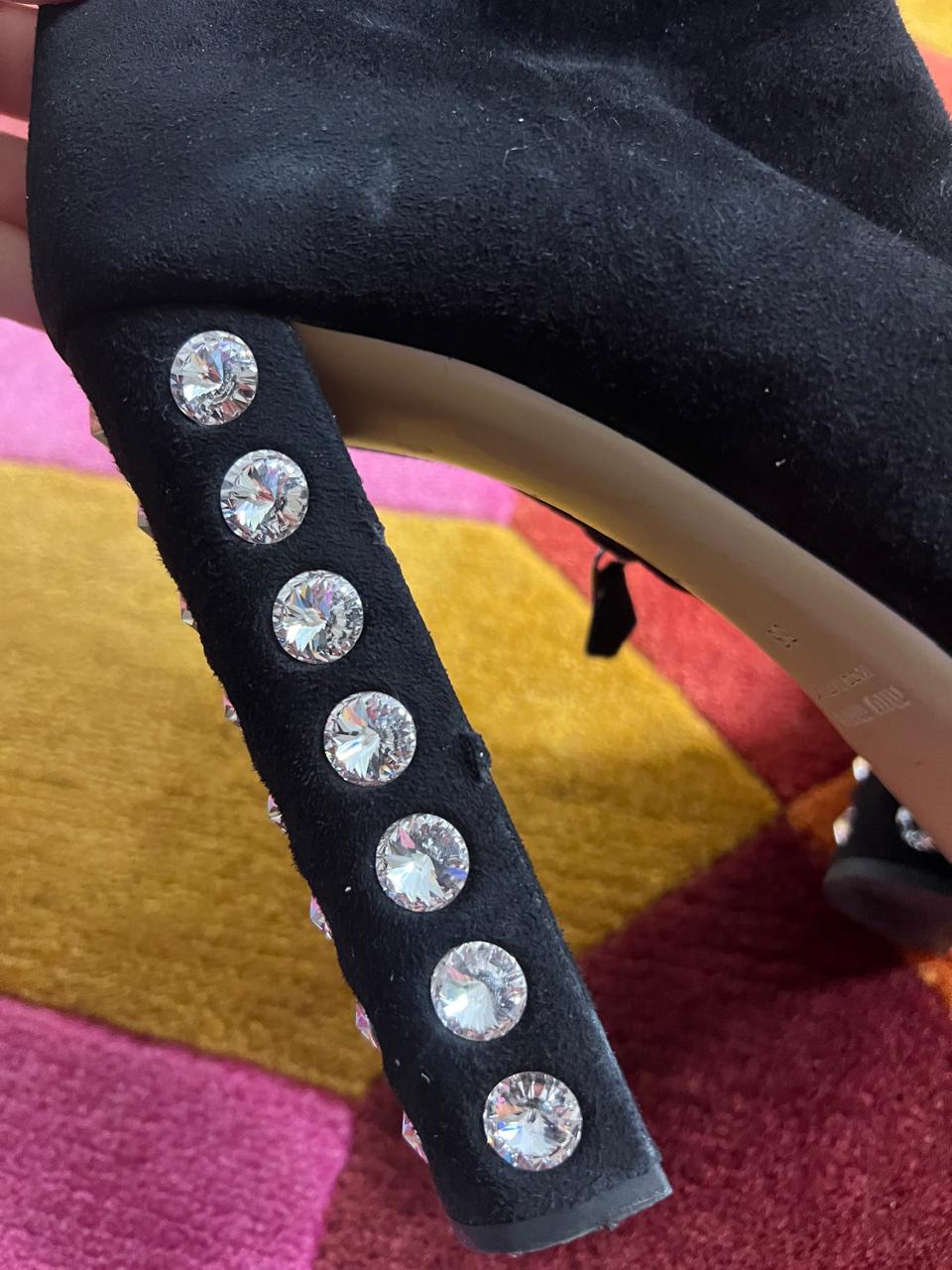 Miu Miu suede crystal heels platform boots