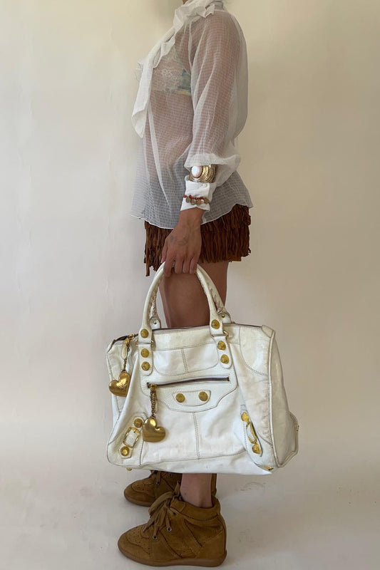 Fringed suede mini shorts