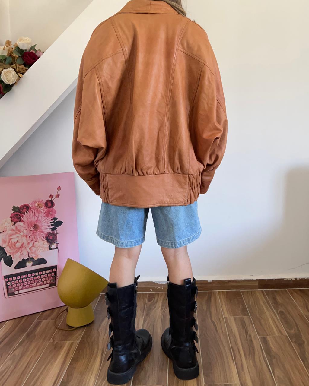 Camel brown vintage leather jacket