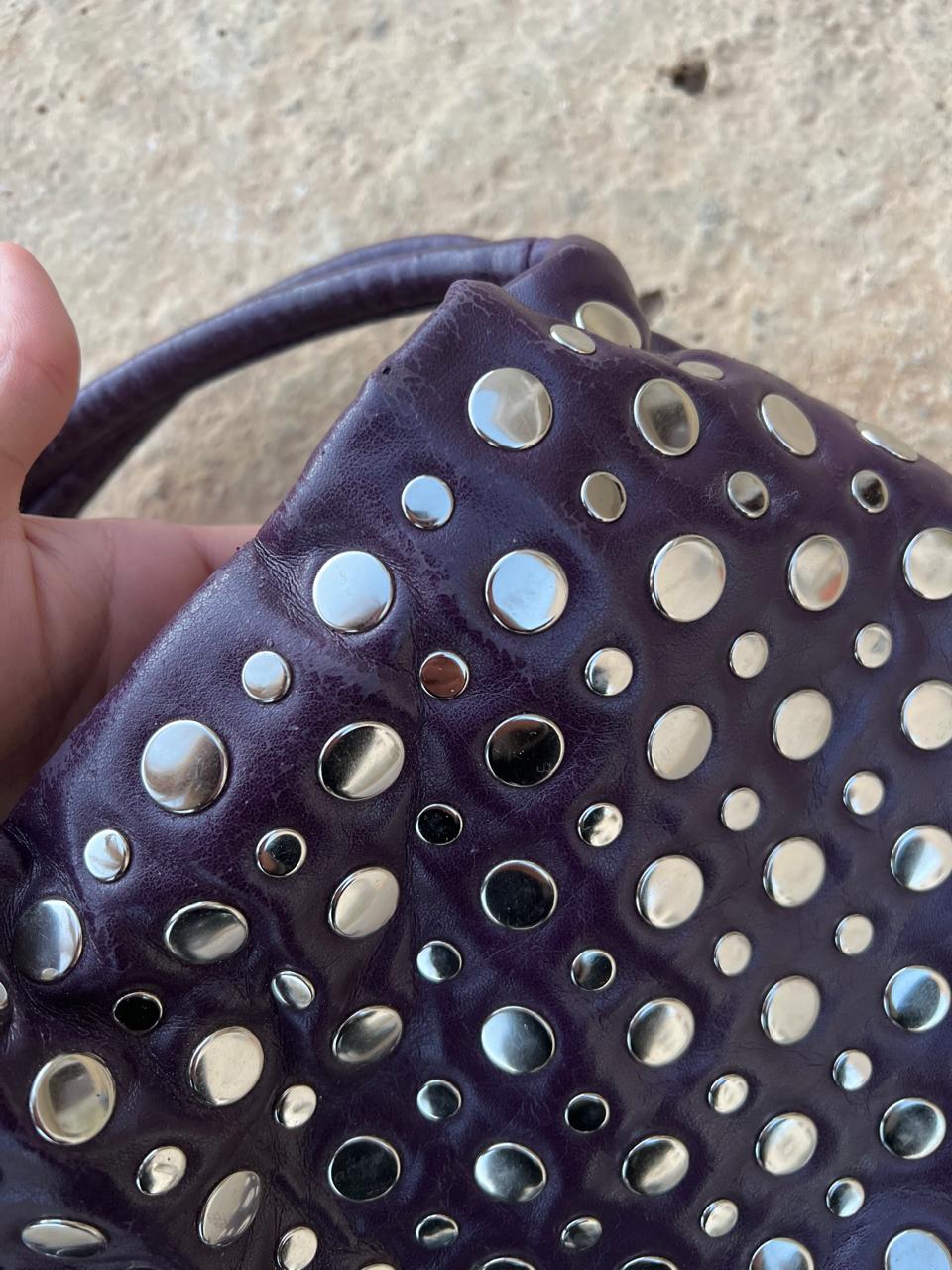 Y2k nine west purple studded leather bag