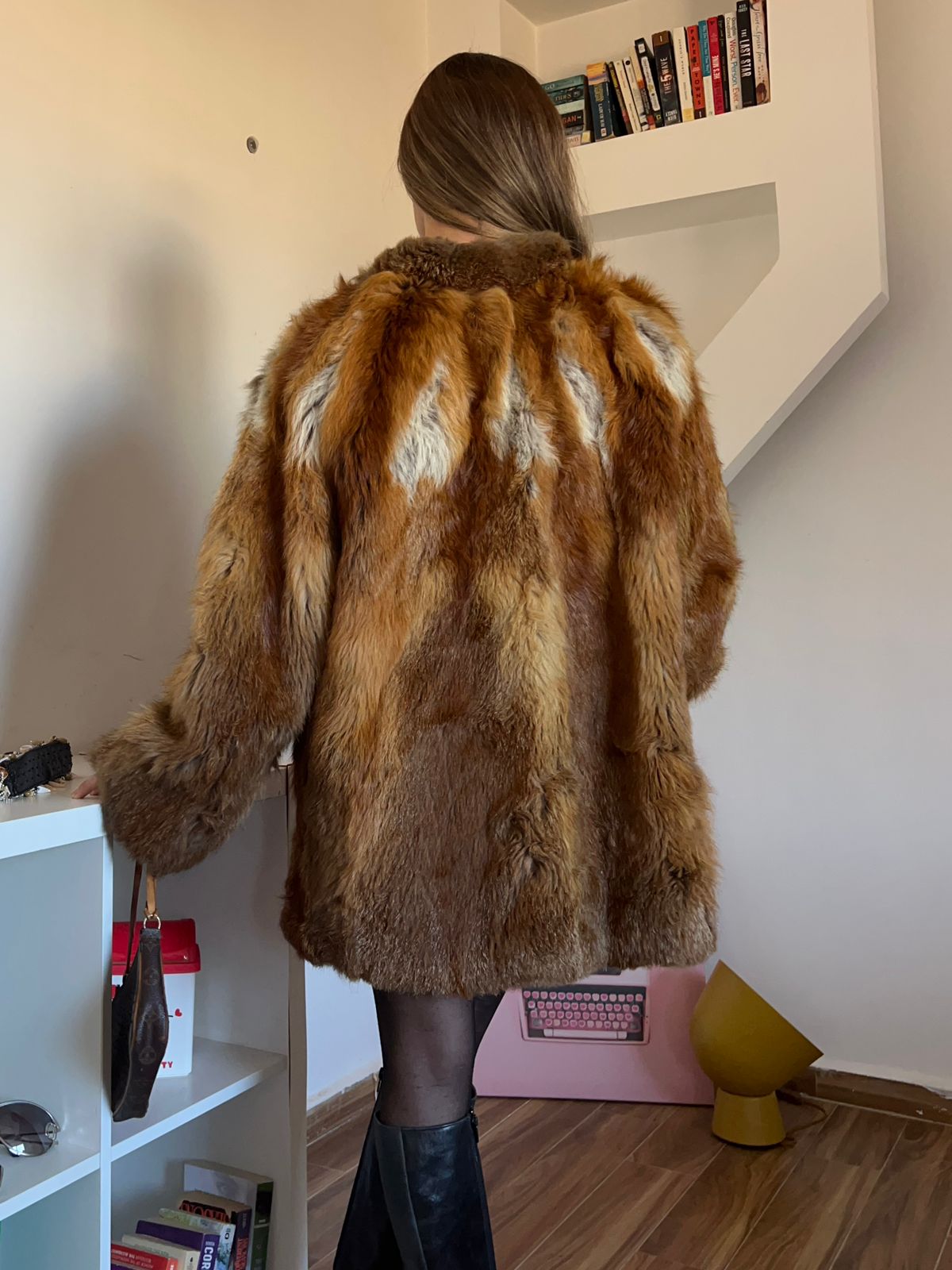 Real fox fur mini coat