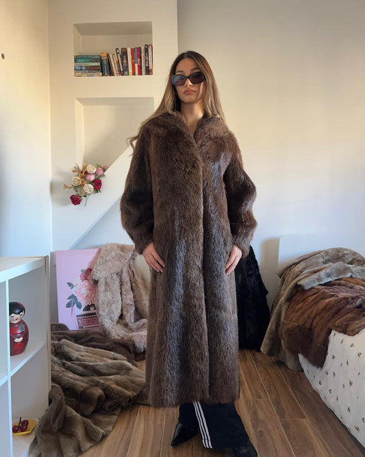 Real fur long coat