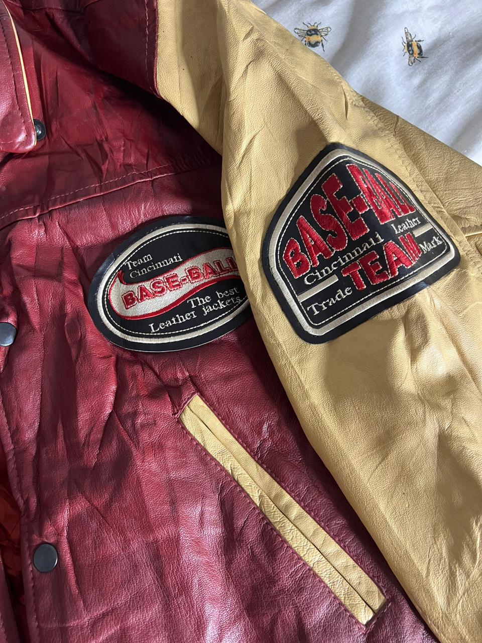 Baseball jersey leather bomber jacket