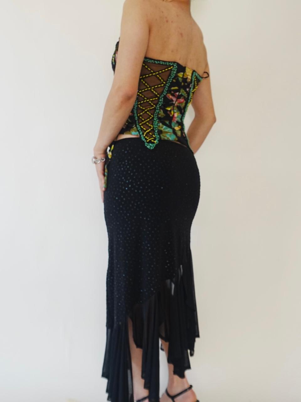 Vintage glittery unsymmetric midi skirt