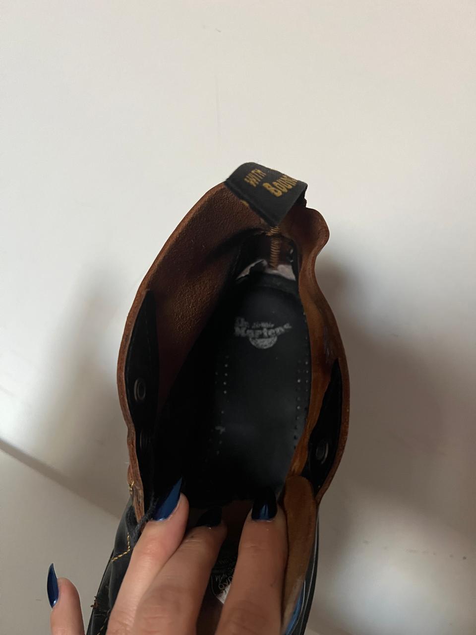 Dr Martens black leather platform shoes