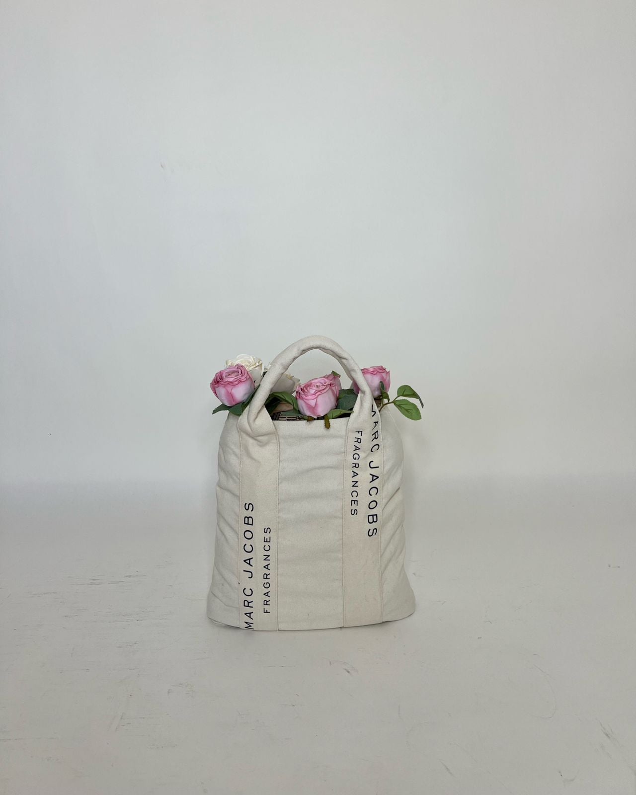 Marc Jacobs fragrances denim white tote bag