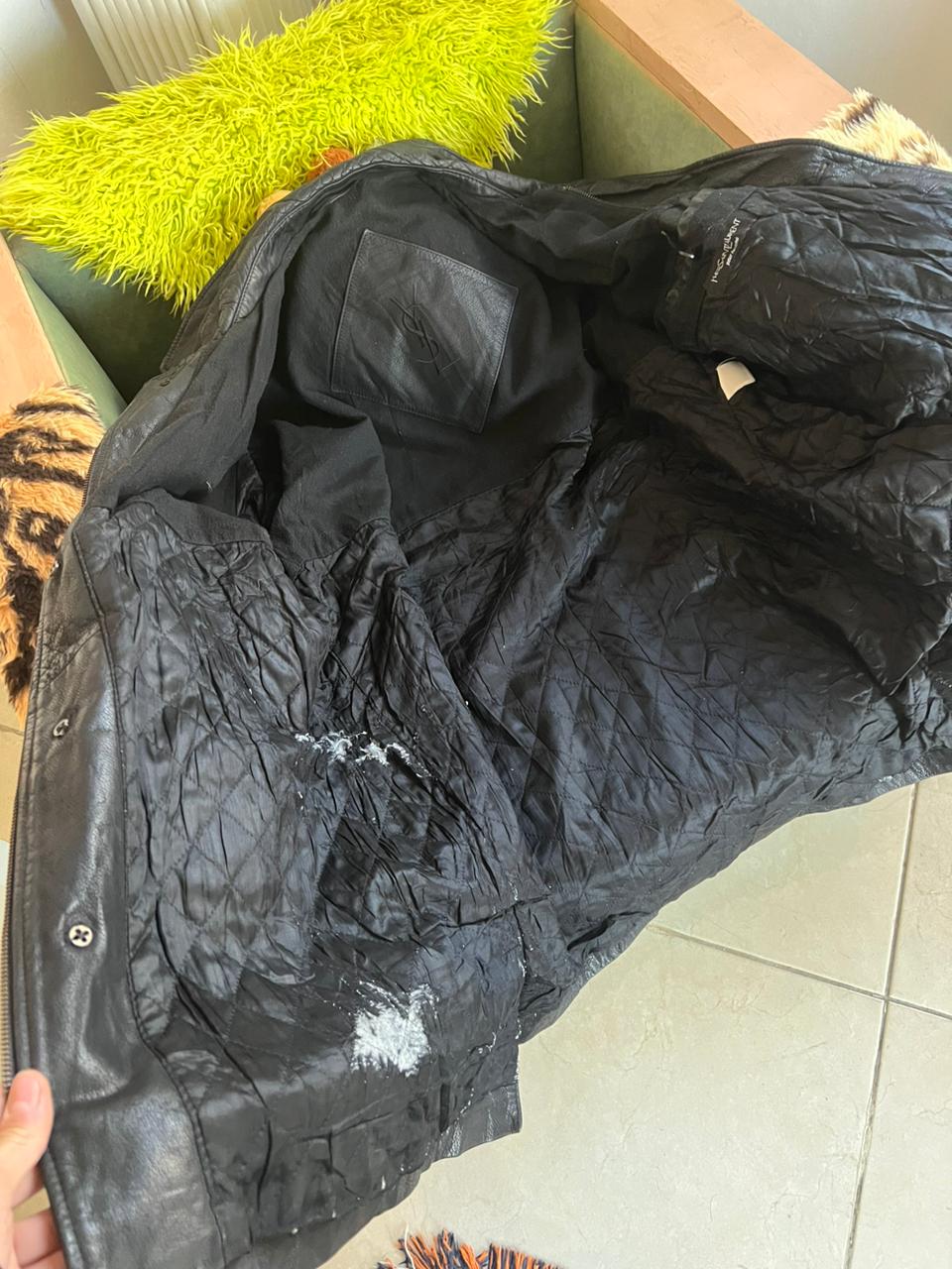 Vintage YSL black genuine leather coat