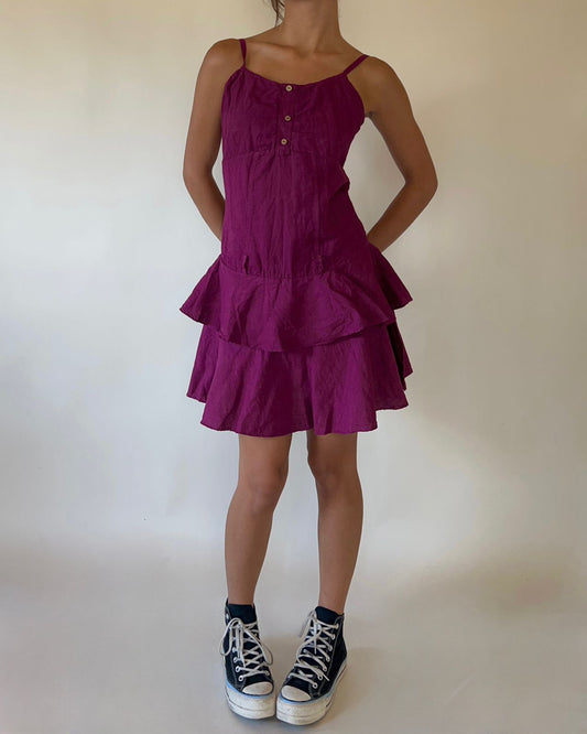 Purple mini ruched dress