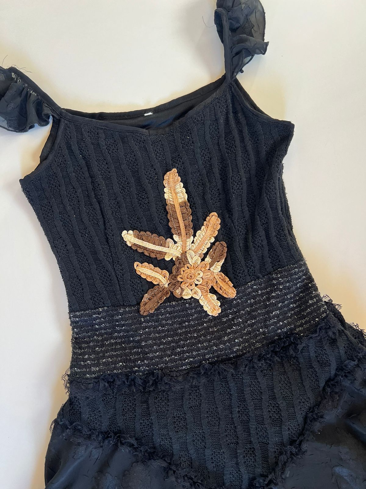 Black knitted chiffon unsymmetric dress