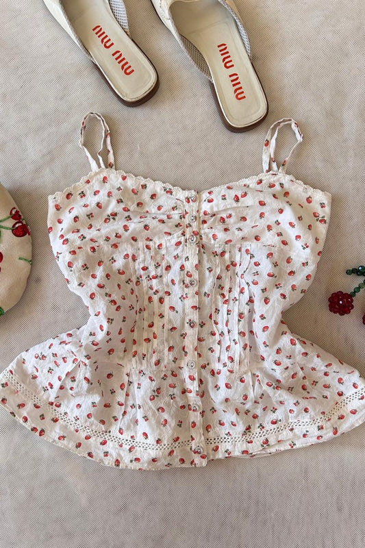 Coquette linen button up top
