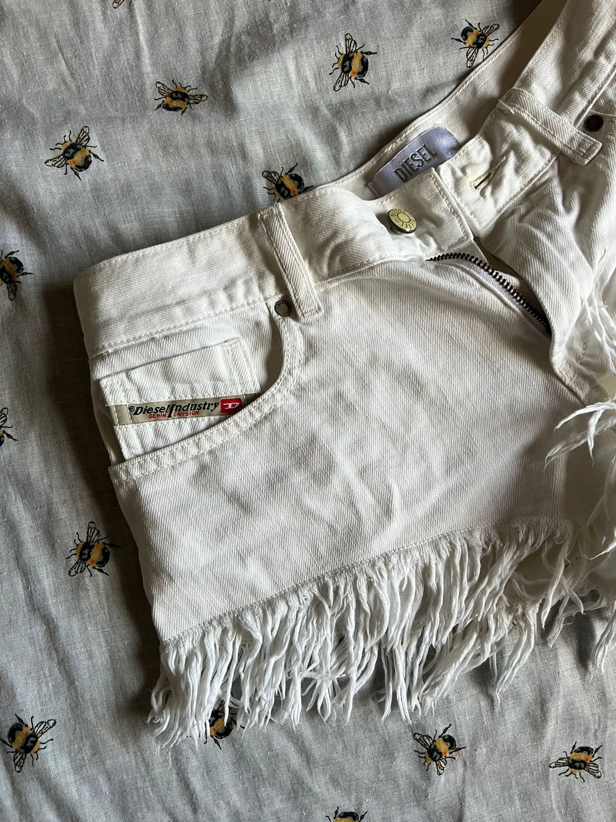 Diesel mini denim white shorts