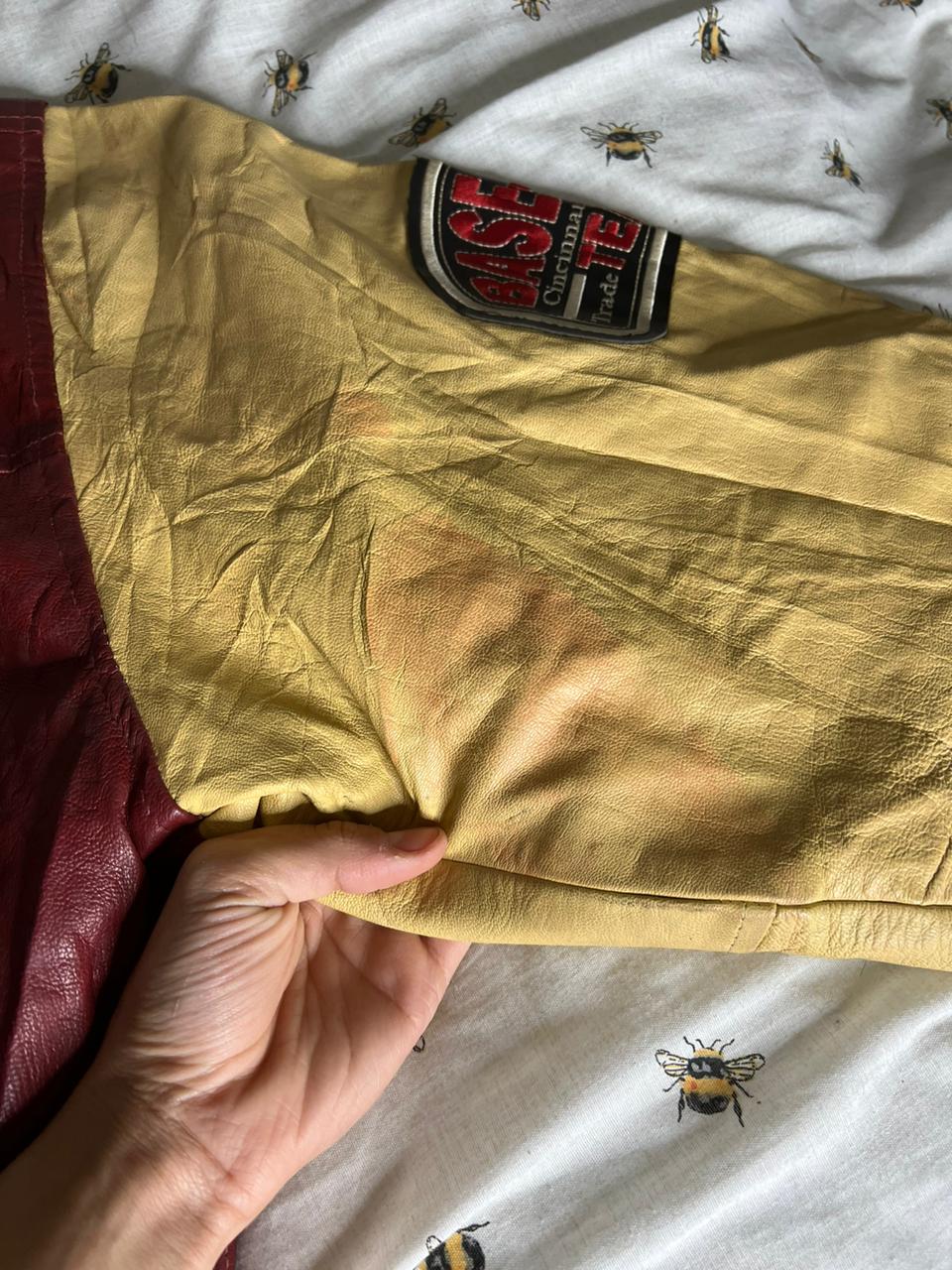 Baseball jersey leather bomber jacket