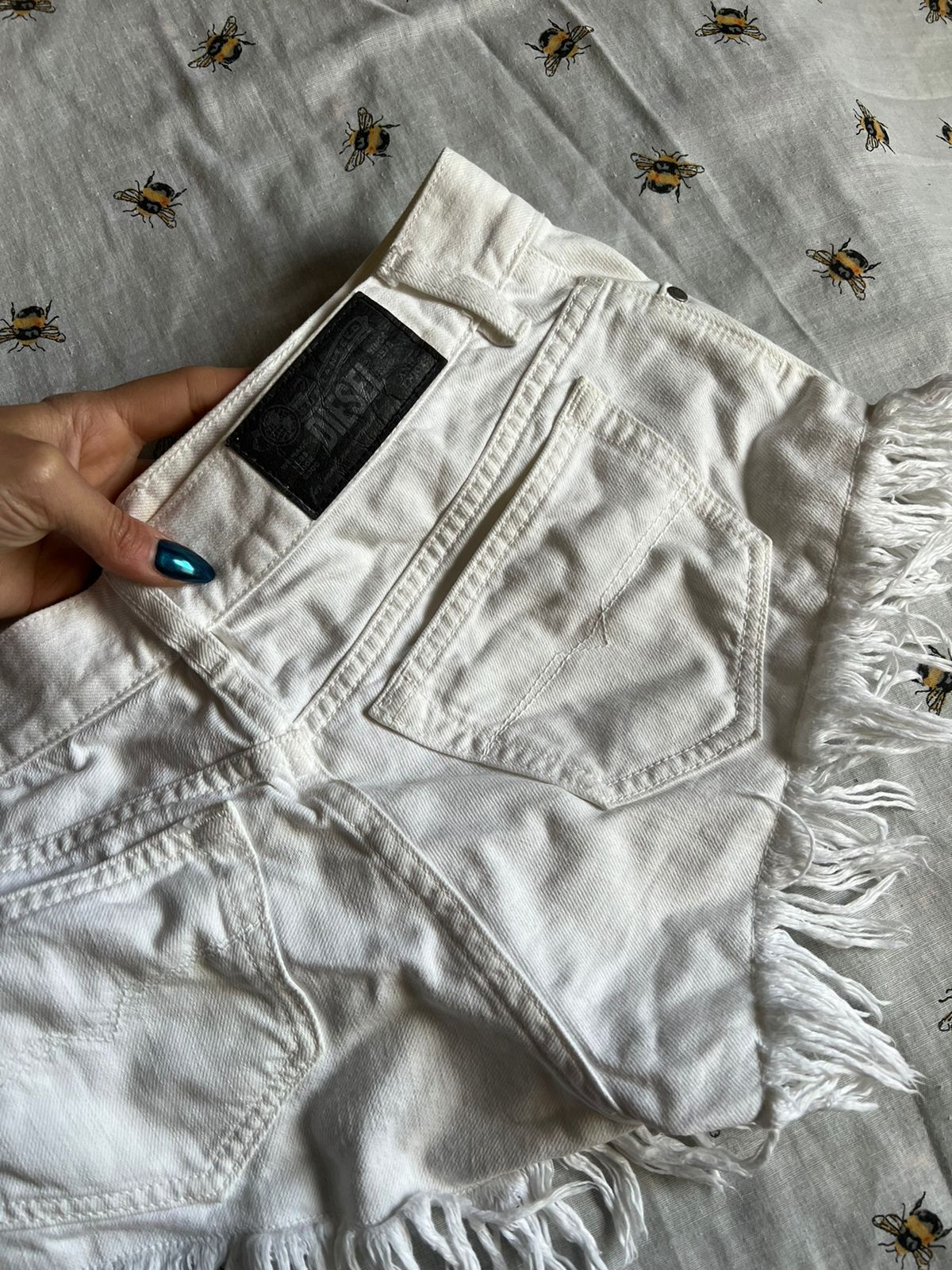 Diesel mini denim white shorts