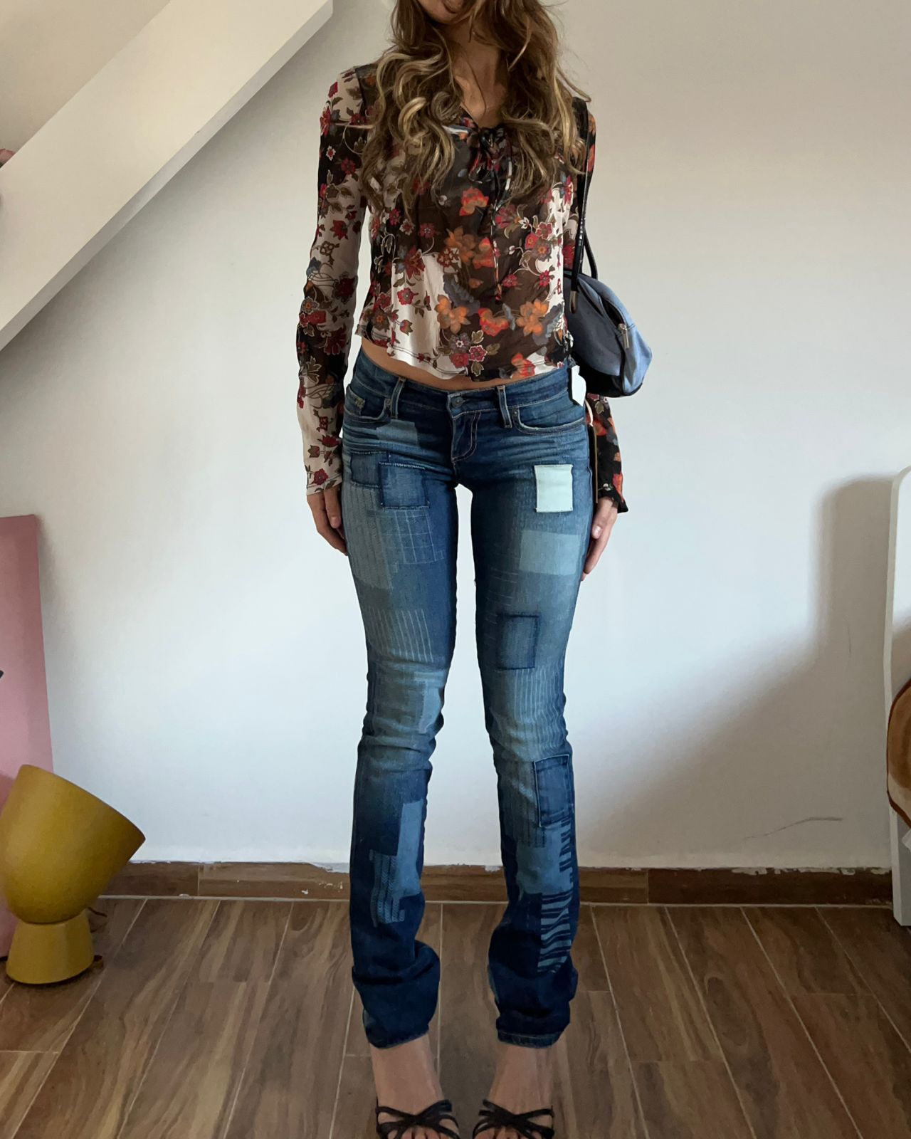 True Religion low waist cora straight patched jeans