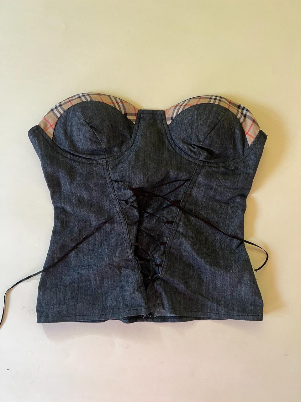 Denim padded corset top