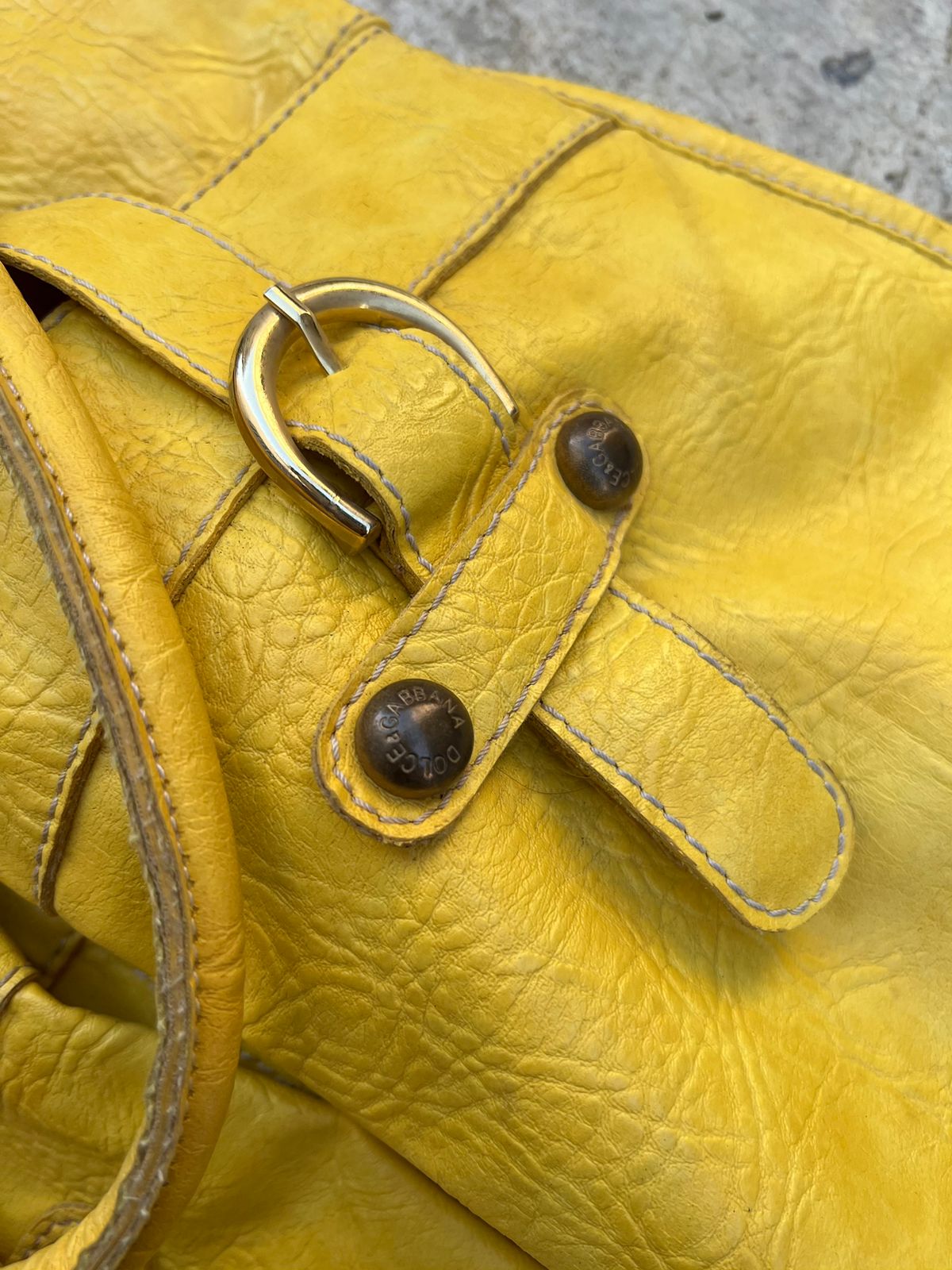 Dolce & Gabbana leather pocket yellow bag