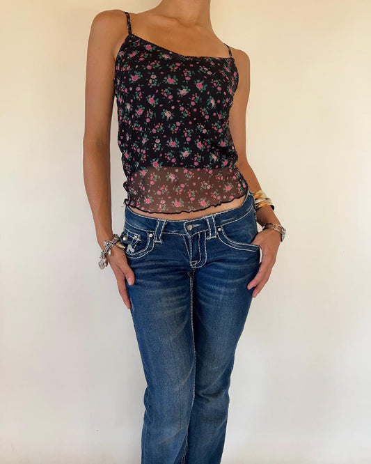 Floral mesh top