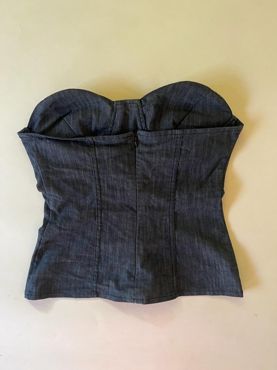 Denim padded corset top