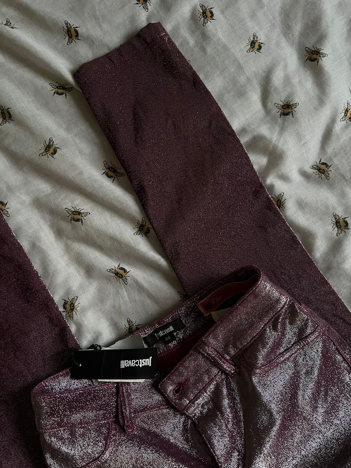 Just Cavalli glittery low waist skinny pants