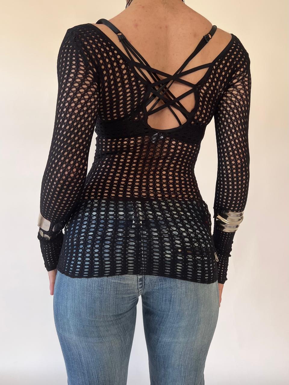 Fishnet fitted top